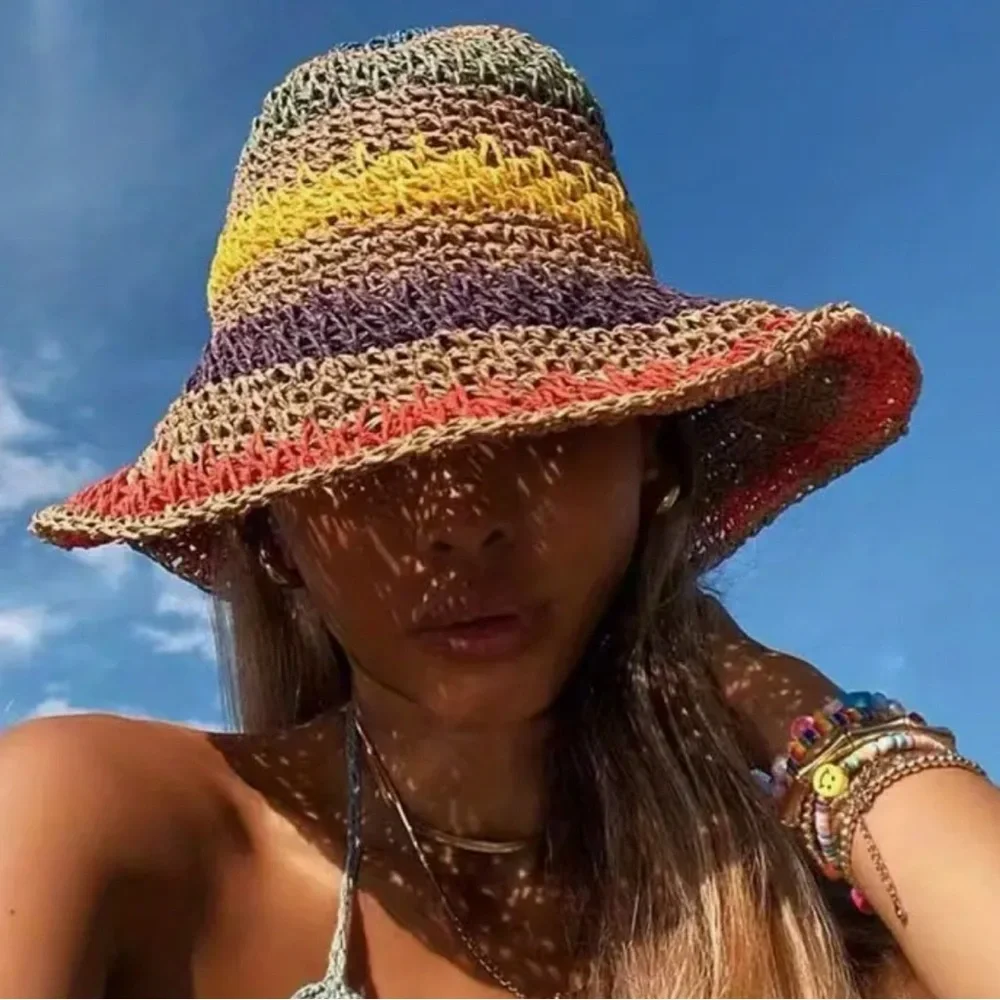 RAFFIA COLORFUL 🥥 CROCHET BUCKET HAT
